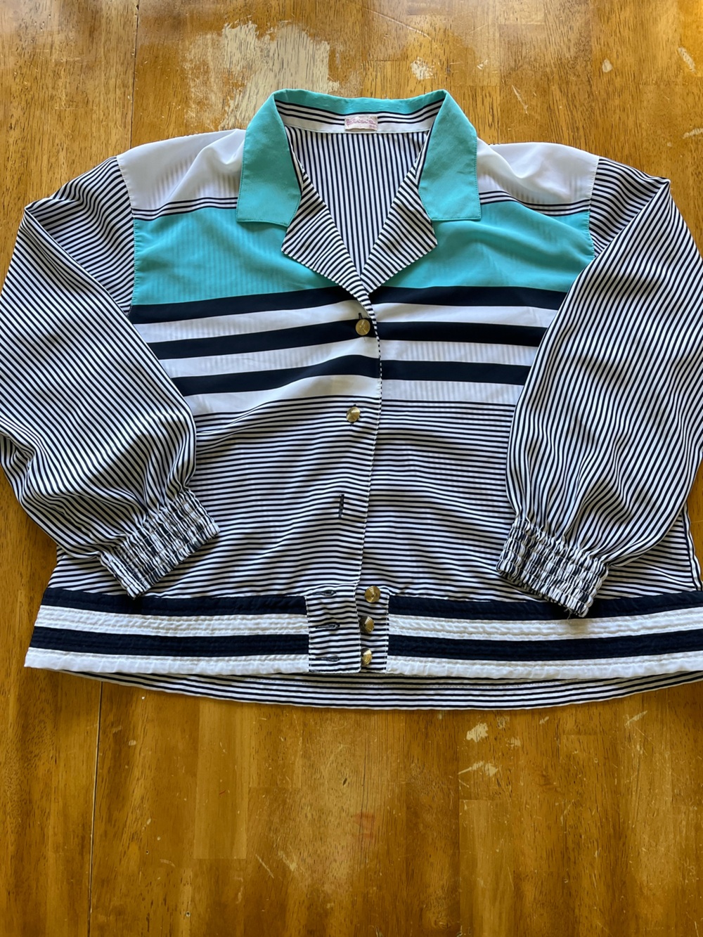 Billabong Navy, White & Teal Striped Top